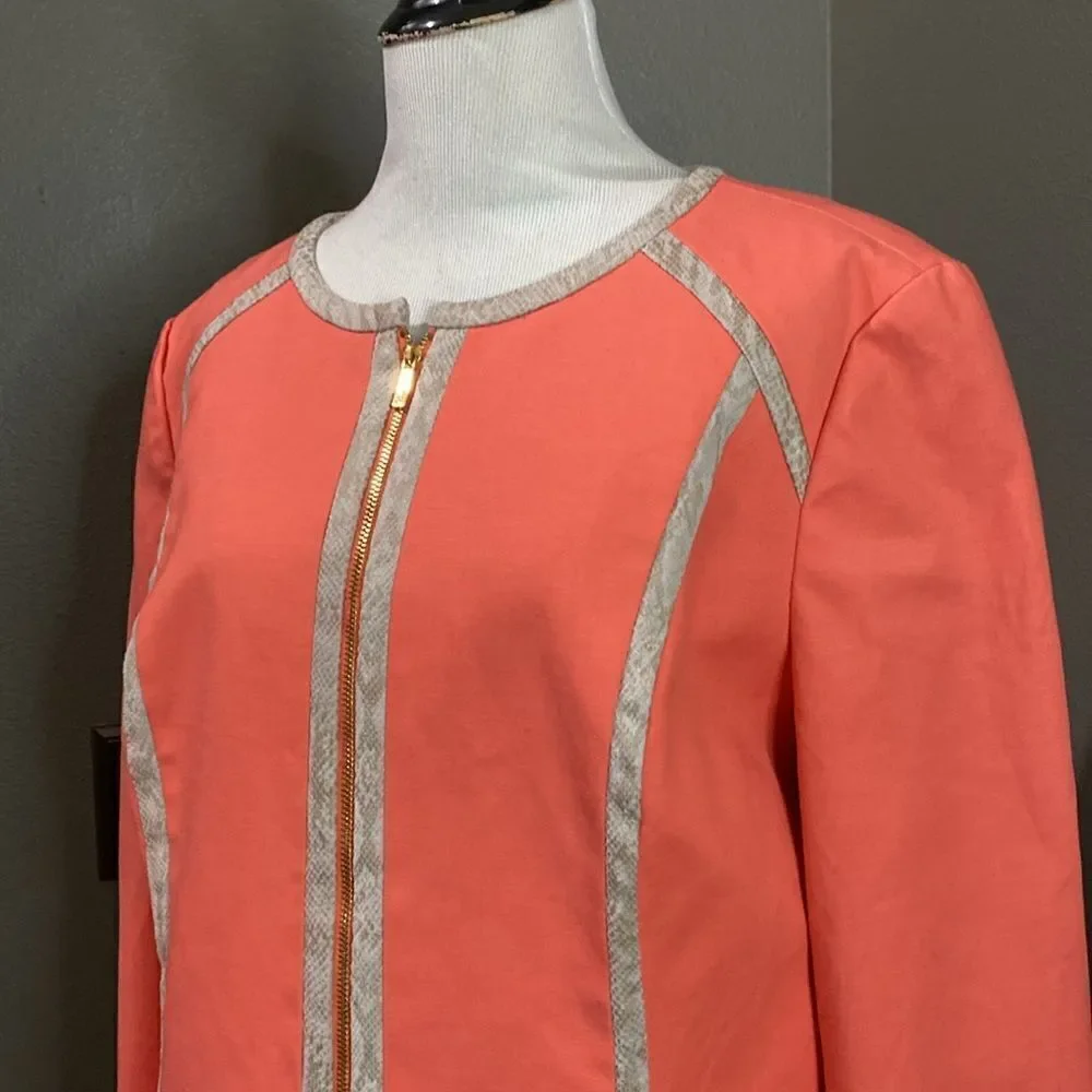 Calvin Klein Peach Full zip Blazer Jacket Coat Python Print Trim